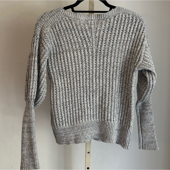 John + Jenn Gray Open Knit Ribbed Pullover Sweater, Small - Picture 3 of 8